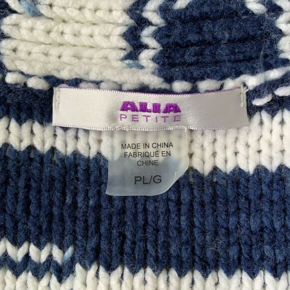 Alia Petites Black And White Open Front Knit Sweater Size PL - Picture 4 of 5